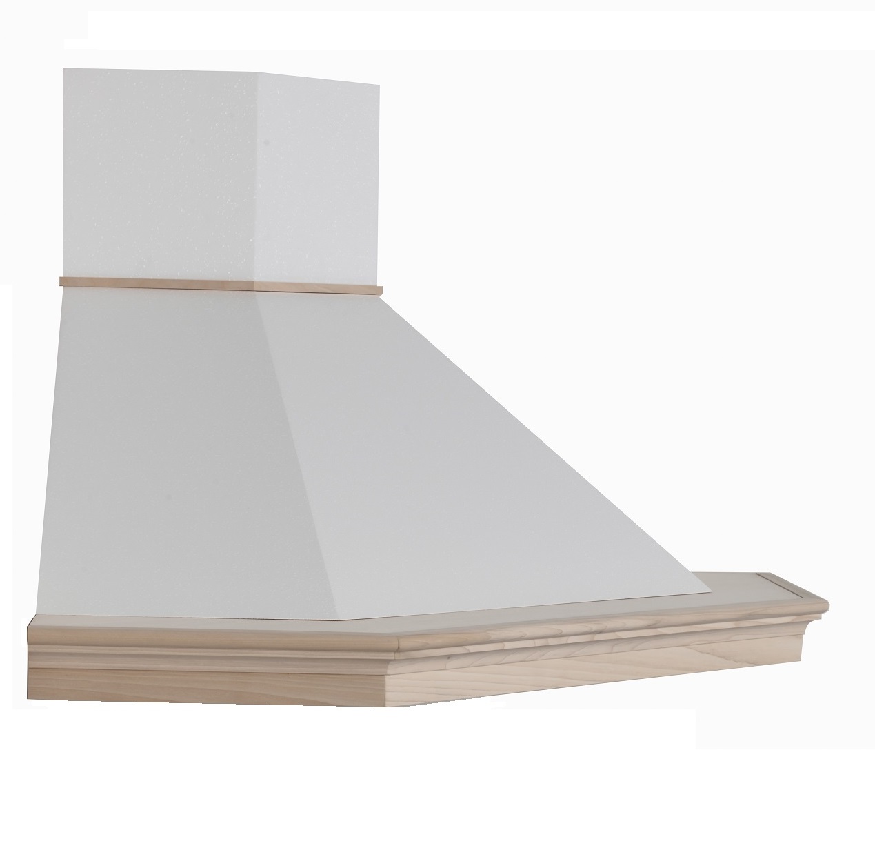 Cappa cucina classica legno Maya angolo 105x105 fascione naturale cono bianco